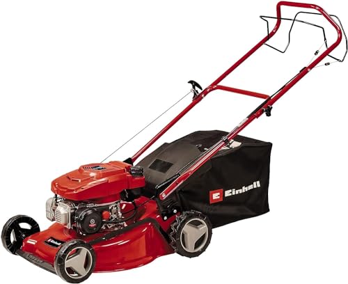 Einhell Benzin-Rasenmäher GC-PM 46/5 S (2 kW, bis 1.400 m², 1 Zylinder, 4-Takt-Motor, abschaltbarer Hinterradantrieb, 9-stufige zentrale Schnitthöhenverstellung 25-80 mm)