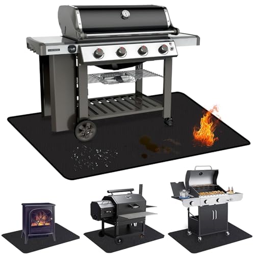 TOPCHANCES 165x99cm BBQ-Bodenschutzmatte,Feuerfeste Unterlage,Hitzeschutzmatte,Antihaft-Material Wiederverwendbar,Leicht zu Reinigen und Wasserdicht für Gasgrill Holzkohlegrill Kamine