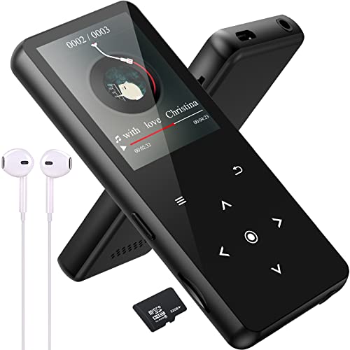 MP3 Player Bluetooth 5.0 Sport Musik-Player 32GB HiFi Verlustfreier Ton Walkman Eingebauter HD-Lautsprecher, Video, Sprachaufnahme, FM-Radio, E-Book-Reader Unterstützt bis 128GB