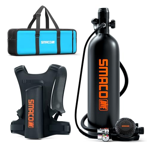 SMACO Mini Tauchflasche S700 Plus 2L Kleine Sauerstoffflasche Tauchen Mini Taucherflasche Mit 25 Bis 30 Minuten Tauchen Sauerstofftank Taucher Set Tauchausrüstung Tragbare