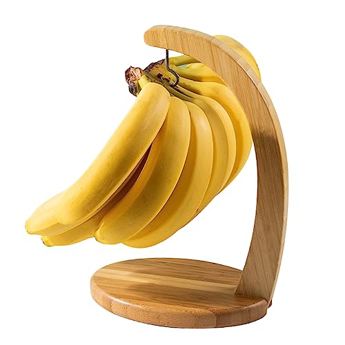Bananenstand - Bananen-Aufhänger Aus , Hölzerner Bananenbaum-Aufhänger Mit Rundem Standfuß, Um Bananen Und Früchte Frisch Zu Halten