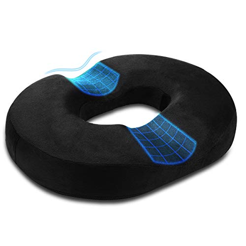 Emoobin Donut Sitzkissen – Ergonomisches Ringkissen für Bürostühle und Zuhause, Lindert Druck durch langes Sitzen, 45 cm, Schwarz