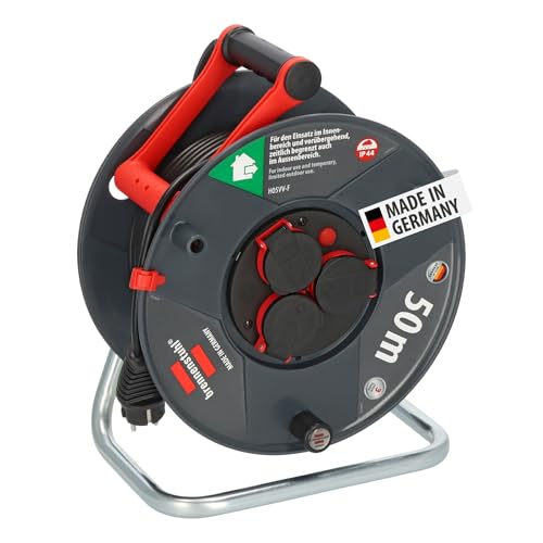 Brennenstuhl Garant V2 IP44 Kabeltrommel 50m outdoor (Made in Germany, 3 Schutzkontakt-Steckdosen mit erhöhtem Berührungsschutz, Spezialkunststoff)