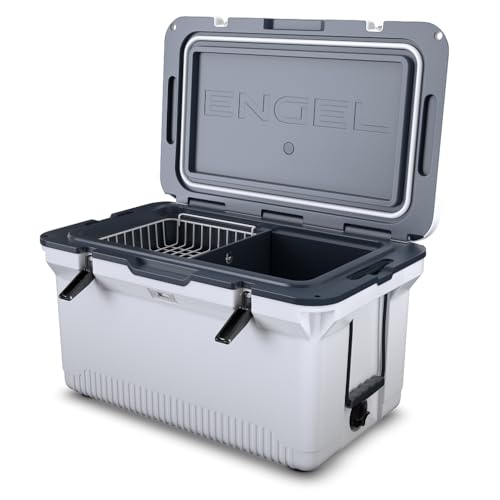ENGEL 56,8 Liter Große Kühlbox - Ultra-Leicht, Tragbare, Passive Kühlbox für Camping, Picknick, Wandern, Festival - Eisbox Ohne Strom Hält EIS & Eiswürfel bis zu 7 Tage, 75 x 45,7 x 43,2 cm
