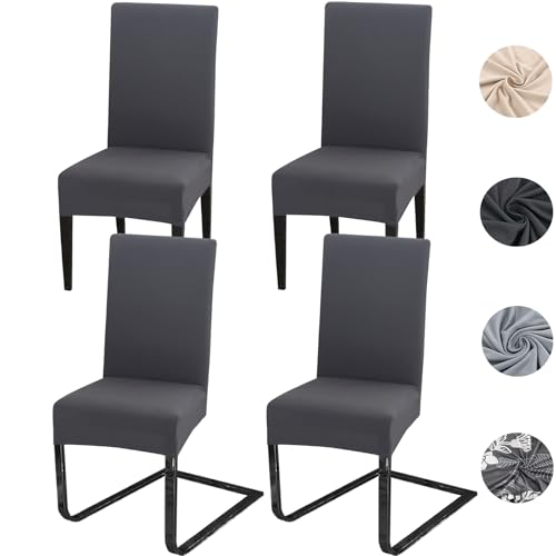 Meision Stuhlhussen 4 oder 6er Set, Abnehmbare waschbar Spandex Stuhlüberzug Stuhlbezug Stretch Universale für Hotel, Zeremonie, Bankett, Restaurant, Zuhause(4er Set, Anthrazit)
