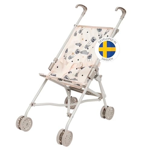 Skrållan Puppenbuggy ab 3 Jahre - 53cm großer Klappbuggy mit Sicherheitsgurt und waschbarem Bezug - Spielzeug Kinderwagen Puppenwagen Buggy - Buggy Puppe bis zu 45cm - Puppen Buggy Spielzeug