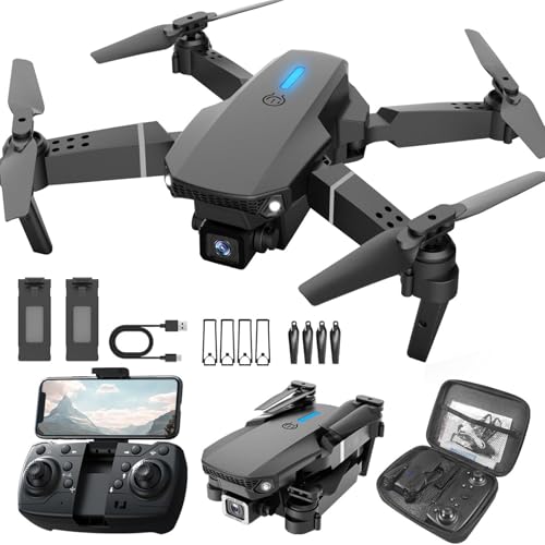 Drohne mit Kamera 4K, Drone für Anfänger,Drohne für Kinder,RC Quadcopter mit 2 Batterien，Schwerkraft Sensor, Flip mode, Abflug/Landung mit einer Taste, Headless Mode-mattschwarz
