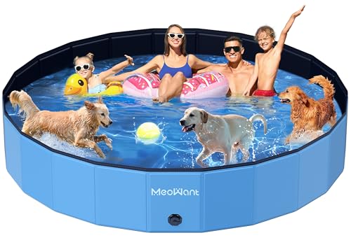 Meowant Hundepool Faltbar, Hundebadewanne, Planschbecken Groß Verdickt PVC, Extra Großer Outdoor-Faltbarer Kinderpool, Tragbare Rutschfestes Hundeplanschbecken, Keine Pumpe Benötigt(272 x 50 cm)