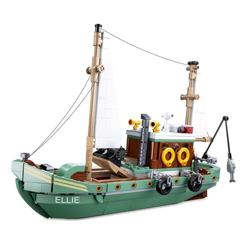 Schiff Fischerboot Klemmbausteine, 610 Teile Bauset Modell, Geburtstags Spielzeug für Erwachsene, Jungen oder Mädchen ab 6 Jahren, kompatibel mit Lego Bausteine