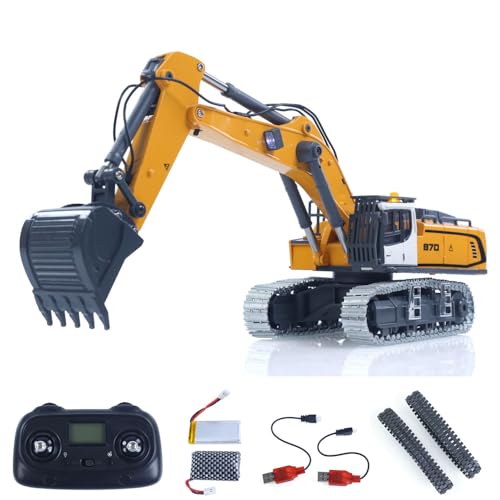wheelfun 1:50 RC Bagger Mini K970 Baumaschine Ferngesteuerter Bagger Metallschaufel Raupenketten Licht-Sound-Funktion RTR-Akku