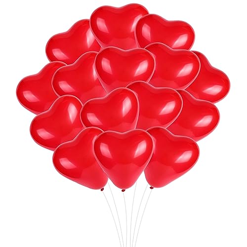 Herzluftballons Rot 50 Stück, Herz Luftballon, 12 Zoll Ballons mit Herzform für Hochzeitsdeko Rot Hochzeitsballons für Hochzeitsfeier, Anniversary, Heiratsantrag Partyschmuck, JGA Deko