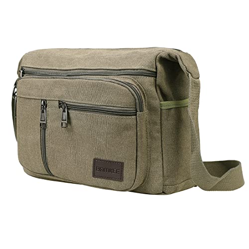 BOMKEE Umhängetasche Herren Schultertasche Messenger Bag Wasserdicht Canvas Crossbody Tasche Aktentasche Studenten (2026 Grün)