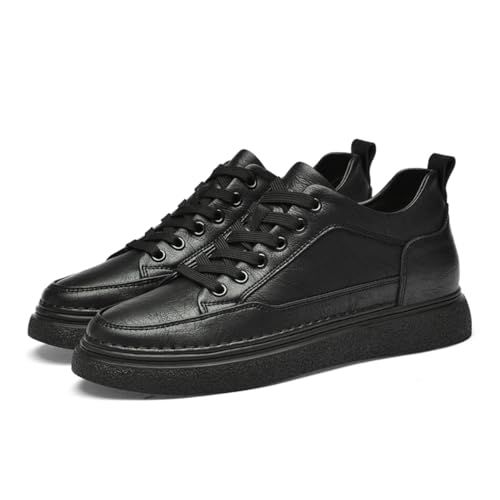 TUMAHE Mens Unsichtbare Höhe Zunehmende Aufzug Schuhe Casual 3,14 Zoll Höhere Business Schuhe Lace-Up Leder Walk Schuhe Für Männer,8cm(3.14inchs) Black,42 EU