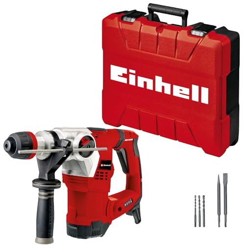 Einhell Bohrhammer TE-RH 32 4F Kit (1250 W, 5 Joule, 32 mm Bohrleistung in Beton, SDS-Plus, Anti-Vibrationsgriff, inkl. E-Box, 3 Bohrer, Spitzz- und Flachmeißel)