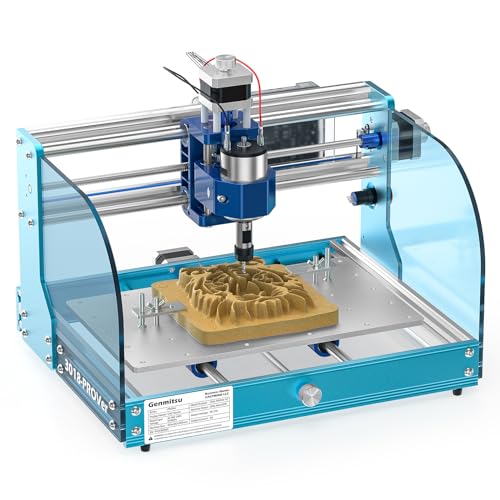 Genmitsu CNC-Fräsmaschine 3018-PROVer V2, Graviermaschine-Kit mit Aluminium Rahmen, GRBL Steuerung, Not Aus Schalter, CNC-Fräse für Holz Acryl MDF