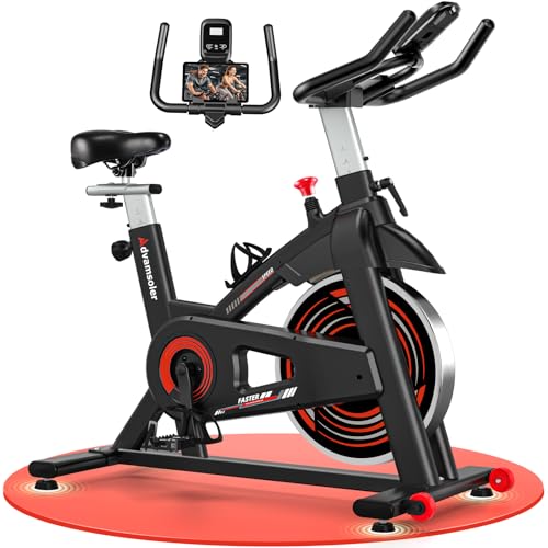 Advamsoler Heimtrainer Fahrrad, Indoor Fitnessbike mit LCD-Monitor, Tablet-Halterung und bequemem Sitzkissen, Ergometer Hometrainer Fahrrad Cardio Training Spinning Bike 140 kg Belastbar