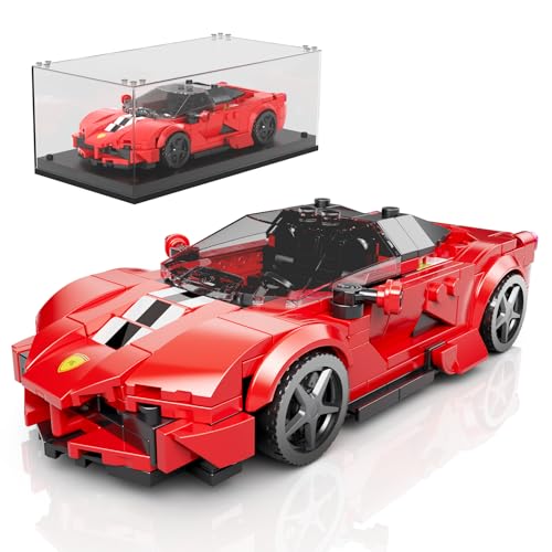 Mould King 27075 Technik Speed Champion Auto Bausteine LA Rennwagen Klemmbausteine Sportwagen Bauspielzeug mit Acryl Vitrine Modellautos zum Sammeln (374 Teile)