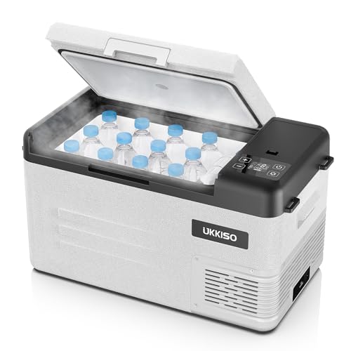 UKKISO Kühlbox Mini Kühlschrank für Auto Tragbare Elektrische Camping-Gefrierbox 22L Elektrischer Kompressor-Kühler, 12/24 V DC und 100–240V AC für Auto, Lkw, Boot, Camping, -20°C bis 20°C