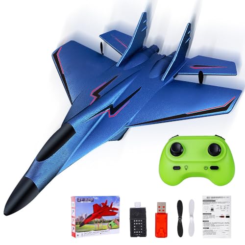 TGKYK RC Flugzeug 2CH Ferngesteuerter, 2.4Ghz Ferngesteuertes Flugzeug mit LED-Licht, Flugzeug Ferngesteuert mit Fernsteuerung, Flugzeug Spielzeug Styroporflieger, RC Flugzeuge mit USB Aufladung