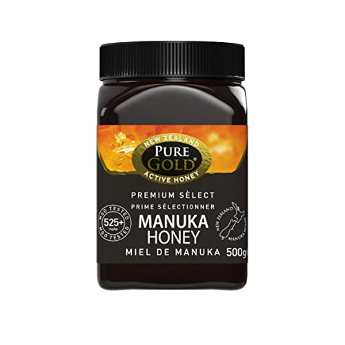 Pure Gold Manuka-Honig 525+ 500 g, Honig aus Neuseeland, im Kunststoffbehälter, MBO-zertifiziert und nach MPI-Standards