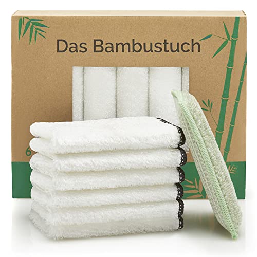 HEIMSTEDT Bambus Tücher Schwarz (6er Pack) - nachhaltige Bambus Putztücher für streifenfreie Reinigung auf Allen Oberflächen