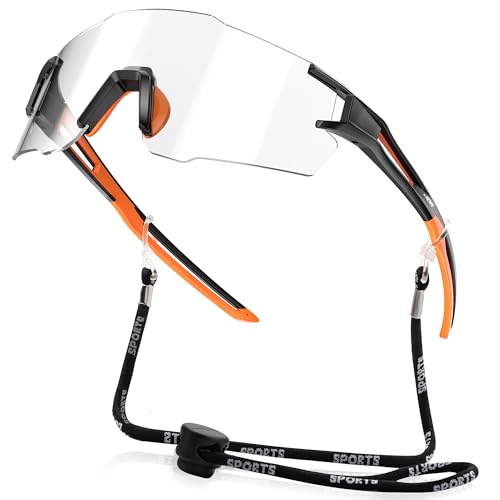 HENMI Photochromatische Selbsttönende Fahrradbrille für Herren Damen,Sportbrille UV400 Schutz Sonnenbrille mit Transparenten Gläsern TR90 Rahmen Radsportbrillen für Radsport,Laufen,Outdoor-Sport