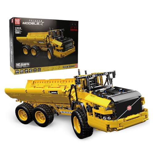 Mould King 17010 Technik Dumper Bausteine, 1888+ Teile Knickgelenkter Truck Klemmbausteine, 6x6 Autotransporter APP Ferngesteuertes Konstruktionsfahrzeug mit Motor
