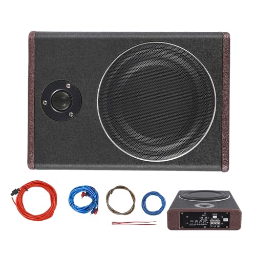 OUBUBY 8 Zoll 600W Untersitz Auto Subwoofer 12V Schlanker Auto Subwoofer mit Stromversorgung High Power Pure Bass Untersitz Leistungsverstärker Lautsprecher für Auto LKW Wohnmobil