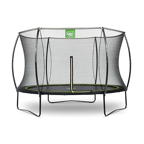 EXIT TOYS Silhouette Trampolin - ø305cm - Rundes Gartentrampolin Outdoor für Kinder - Mit Sicherheitsnetz - Preisgünstig - Sicherer Einstieg - Gute Sprungkraft - Mit Fußschutzsystem - Schwarz