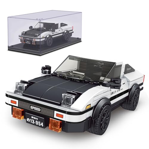 Mould King Technik 27013 Speed Champion AE86 Rennwagen Bausteine Sportwagen Klemmbausteine mit Acryl-vitrine Modellbausatz zum Sammeln (399 Teile)