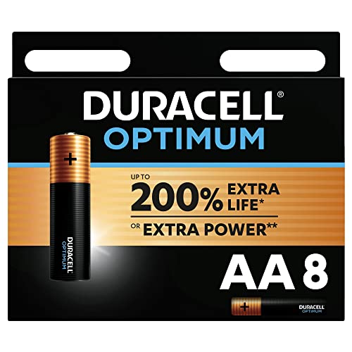 Duracell Optimum AA Mignon Alkaline-Batterien, 1.5V LR6 MX1500, 8er-Pack