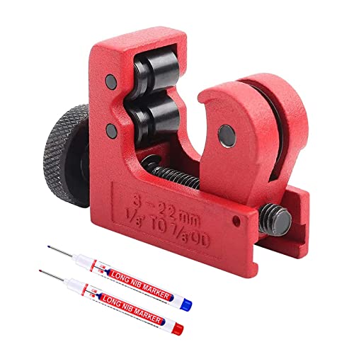Mini Rohrschneider, 3-22 mm verstellbarer Rohrschneider aus Zinklegierung, Schneidwerkzeug zum Schneiden von Kupfer Messing PVC Aluminium Schlauchschneider Entgrater