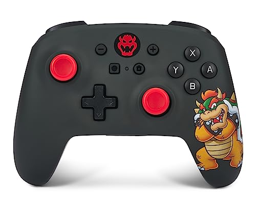 Kabelloser PowerA-Controller für Nintendo Switch - King Bowser, Nintendo Switch OLED-Modell, Nintendo Switch Lite, Gamepad, Spiele-Controller, Bluetooth-Controller, Offiziell Lizenziert