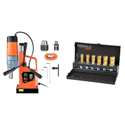 VEVOR Profi Kernbohrmaschine Magnetbohrmaschine 1550 W & Ruko Terrax A108820T 7-teiliges Set Bohrkrone Tin Ø 12–22 mm