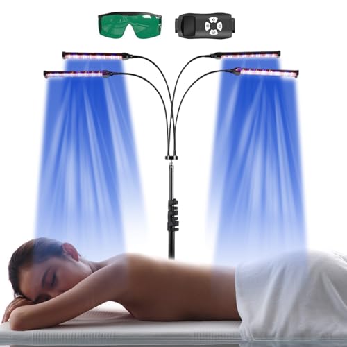 Solarium für Zuhause, Bräunungslampe mit 460nm & 490nm Blaues Licht, 60W Gesichtsbräuner mit 4 Verstellbarem Schwanenhals, Gesichtssolarium 420 LED mit einstellbarer Höhe, Zeit und Intensität
