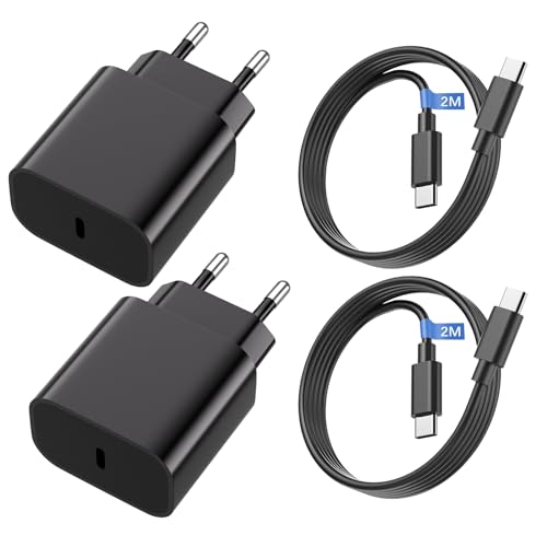 USB C Ladegerät,2er-Pack 25W Schnellladegerät Netzteil mit 2er-Pack 2M Ladekabel für Samsung Galaxy S24 /S24+ /S24 Ultra /S23 /S22 /S21 /S20 te 20 /S10 /S9 /A73 für iPhone 15 Pro/für iPad Pro