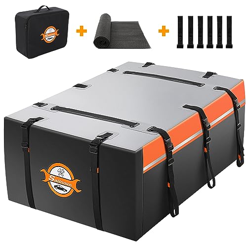 Sailnovo Auto Dachbox, Autodachtasche 20 Kubikfuß 1000D PVC Faltbare wasserdichte Dachbox mit Türhaken, Rutschfester Matte, reflektierendem Streifen, für Autos mit/ohne Dachträger