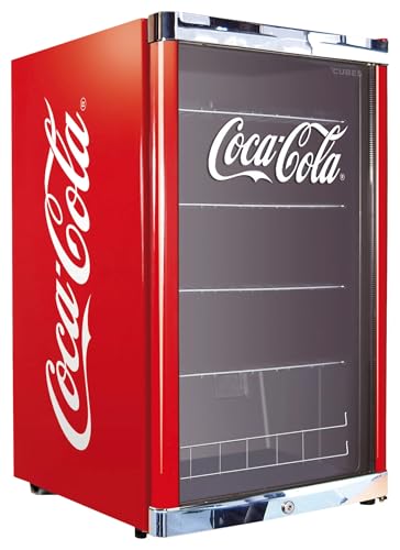 °CUBES Coca Cola Kühlschrank 115L | Getränkekühlschrank groß mit Glastür, perfekt für Partys & Gewerbe | Energieeffizient, 84,5 cm hoch, 104 kWh/Jahr - Flaschenkühlschrank groß