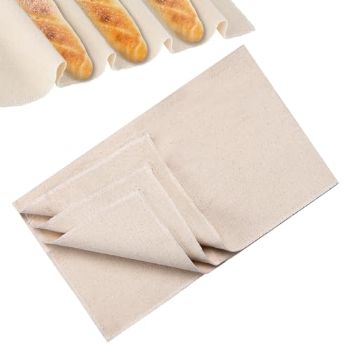 Leinentuch Brot Backen Naturleinen Bäckerleinen Teigtuch Gärfolie Teigzubereitung Backtuch für Baguettes und Brötchen 75 x 45cm