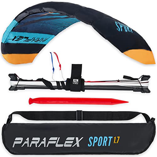 Wolkenstürmer® Paraflex Sport 1.7 (türkis) 2-Leiner Lenkmatte – Flugfertige Lenkdrachen mit Lenkstange und Groundstick für Jugendliche und Erwachsene