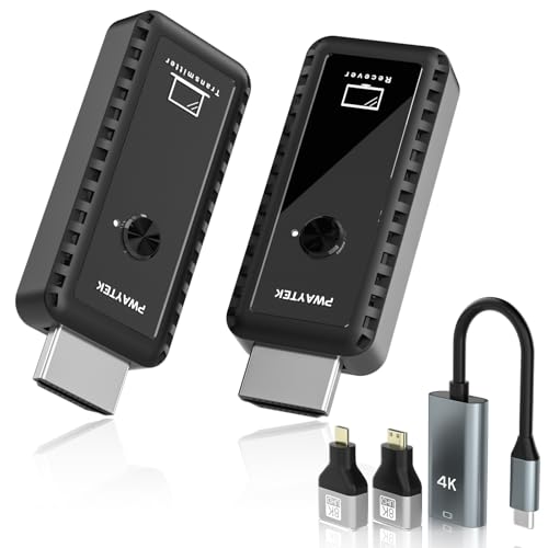 PWAYTEK Wireless HDMI Sender und Empfänger mit 4K-Decodierung, 1080P Ausgang, 100FT Reichweite, Dual-Band 2,4G/5G, für PC/Laptop/HDTV/Projektor, Plug & Play, ohne App