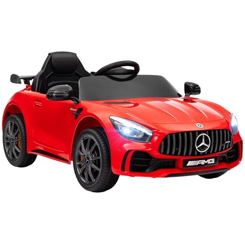 AIYAPLAY Kinder Elektroauto 12V Elektrofahrzeug mit 2,4G Fernbedienung, Lichten, Musik, Stützräder, 3-5 km/h, Kinderauto mit USB, MP3, Rückwärtsfunktion, Sanftstart, für Kinder 3-6 Jahre, Rot