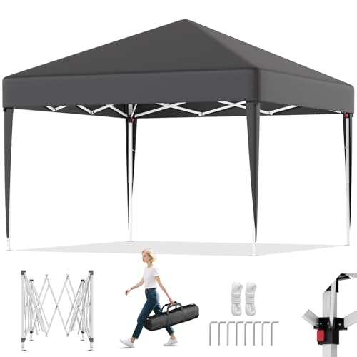 TRIUMPHKEY Pavillon,Faltpavillon 3x3 Wasserdicht Stabil,Pavillon Faltbar Wasserabweisend UV-Schutz 50+, Pavillion mit Tragetasche, Höhenverstellbarer Gartenpavillon,für Outdoor Garten Camping,Grau