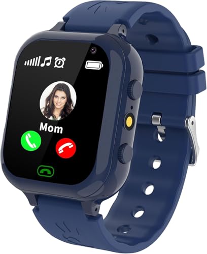 Kinder Smartwatch, Smartwatch Kinder mit Telefon SIM SMS 25 Spiel SOS Kamera Wecker Musik Schrittzähler Fackel Zähler Schreiber, Kinderuhr für Jungen Mädchen 4-12 Jahre Student Geschenk (Blau)