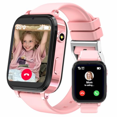 clleylise 4G Smartwatch Kinder mit GPS und Telefon, Kinder Smartwatch, Armbanduhr Kinder Junge, Smart Watch Kinder, Kinderuhr mit Voice Chat/HD-Videoanruf/SOS/Wasserdicht/Spiel/Wecker