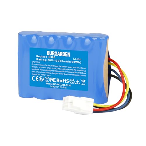 BURGARDEN 20V 3000mAh Akku Li-Ion für Landroid S 390m2, S Basic, S300, S300i, S450i, S500i, S700i, WR100SI, WR101SI, WR102SI, WR103SI, WR104SI, WR105SI, WR105SI.1, WR106SI, WA3230, WA3231