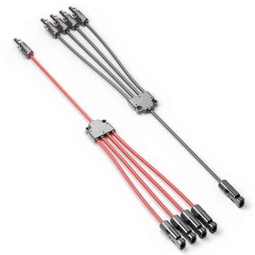 deleyCON Solar Y Kabel 4/1 Adapter 6mm² - Y Stecker Adapter PV4 / T-Adapter IP68 1500V - (M/FFFF, F/MMMM) - Für Solaranlage, Solarpanel, PV Anlage, Photovoltaik, PV Stecker (60cm)