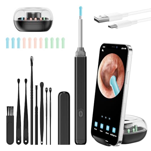 PKBD Ohrenschmalz Entferner Ohrreiniger füR Erwachsene Ear Cleaner mit 1920 HD Kamera Otoskop Aufbewahrungs Box, Stabiles Chip, Anti-Shake, für Geeignet Erwachsene/Kinder, Schwarz