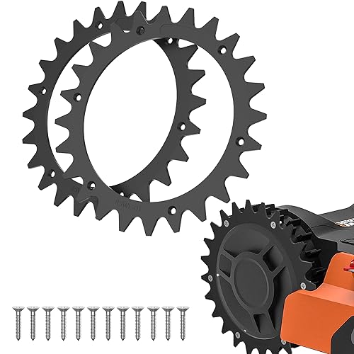 Evenlinkics Kunststoff-Rasenmäher-Spikes für Worx S & M, 205 mm Roboter-Rasenmäher-Radspikes mit 12 Schrauben, Traktionsverbesserung für Mähroboter.