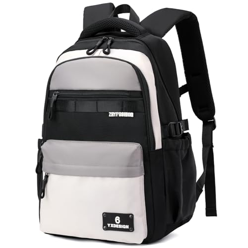 Amythe Schulrucksack Teenager Jungen, 2025 Groß Rucksack Schule Oberstufe Gymnasium Schulranzen Wasserabweisend für 15.6' Laptop, Schultasche Casual 30L-Schwarz